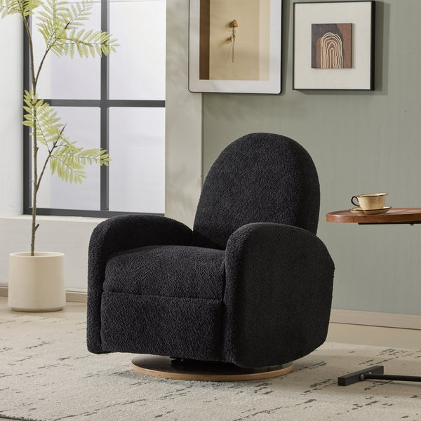 English Elm Christopher Knight Home® - 360 Swivel and Glider Recliner Chair with Boucle Upholstery, Solid Wood Base, Smooth Rocking Comfort Black N771P207029H
