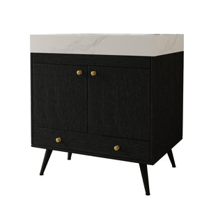 English Elm Contemporary Freestanding Bathroom Vanity Sintered Stone Top Ceramic Sink Steel Legs W3136S00062
