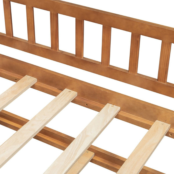 English Elm Twin House Bed with Trundle Solid Pine Frame Walnut Kids Bedroom Sleepover N708P357115L