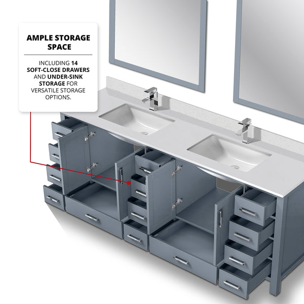 English Elm Dark Grey Double Bath Vanity With White Quartz Top, Faucets, Mirrors - Elegant Storage Solution! B2731S01064