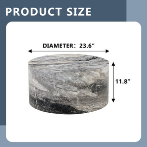 English Elm Simple Marble Top Round Coffee Table with Natural Veining for Modern Living Rooms Gray W1151P385649