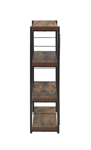 English Elm Bob Weathered Oak Bookshelf with Black Metal Frame, 3-Tier Open Storage, Industrial Modern Design B2726P278407
