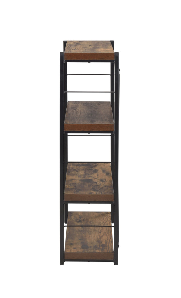 English Elm Bob Weathered Oak Bookshelf with Black Metal Frame, 3-Tier Open Storage, Industrial Modern Design B2726P278407