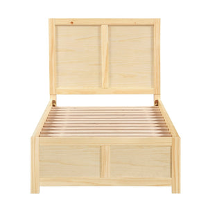 English Elm Contemporary Natural Pine Twin Bed Tall Headboard Slat Support Farmhouse Bedroom Frame B011S02458