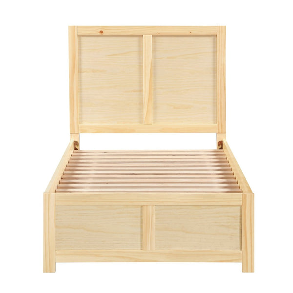 English Elm Contemporary Natural Pine Twin Bed Tall Headboard Slat Support Farmhouse Bedroom Frame B011S02460