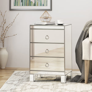 Christopher Knight Home® - Noble House - Bandara Modern Mirrored 3 Drawer Cabinet