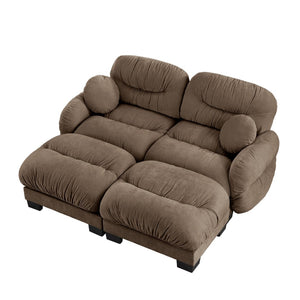 English Elm Teddy Fleece Modular Cloud Sofa with Curved Silhouette Ottomans and Lumbar Pillows Brown W5656S00057