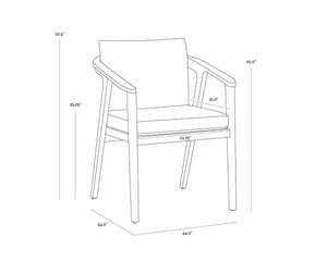 Sunpan Coraline Outdoor Dining Armchair in Palazzo Cream - Stylish, Durable Teak Frame for Any Space