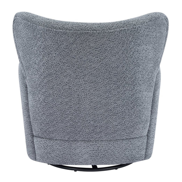 English Elm Modern Bouclé Wingback Swivel Chair with 360 Degree Rotation for Living Room Black,Dusty Blue N776P403573B