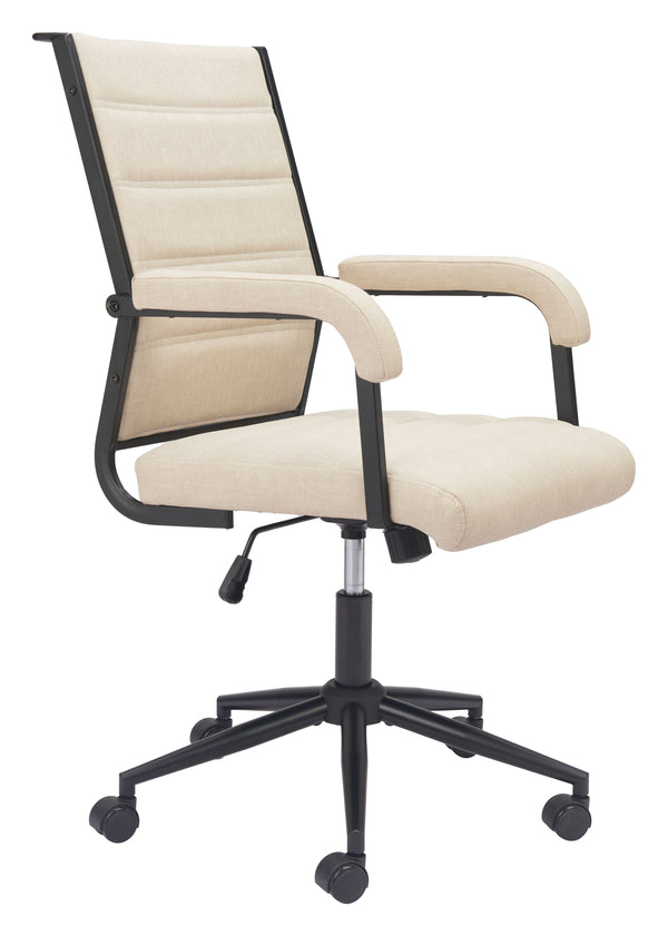Zuo Modern Auction Office Chair - Modern Elegance For Your Home Office With Premium Vinyl & Steel Design Beige 100% Polyurethane,Plywood,Steel 110446-zuo-modern