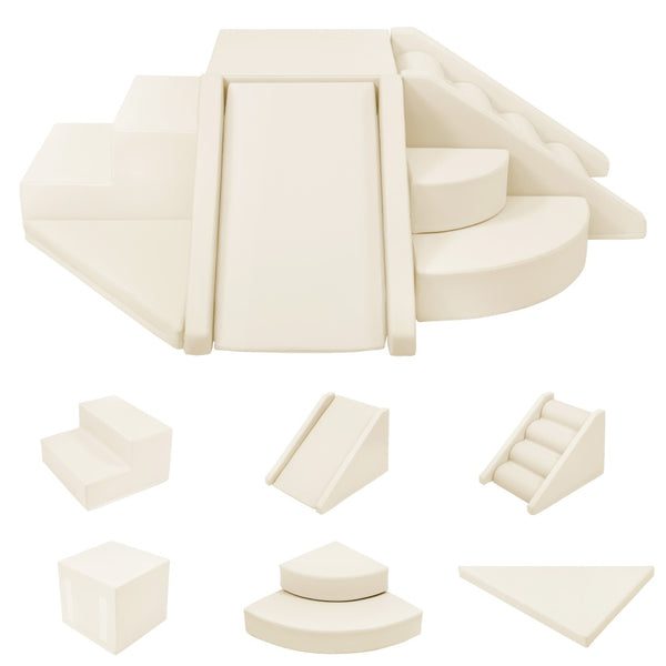 English Elm 9-piece Soft Foam Toddler Climbing Play Set with Velcro Blocks for Indoor Playrooms Beige N710P444692K
