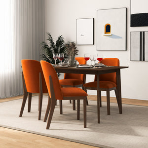 English Elm Ashcroft Furniture - New Kaitlyn Burnt Orange Velvet Dining Chairs Set of 2 – Mid-Century Solid Wood Legs, Cozy Durable Seats, Stylish Kitchen Dining Accent (33") B183P231980