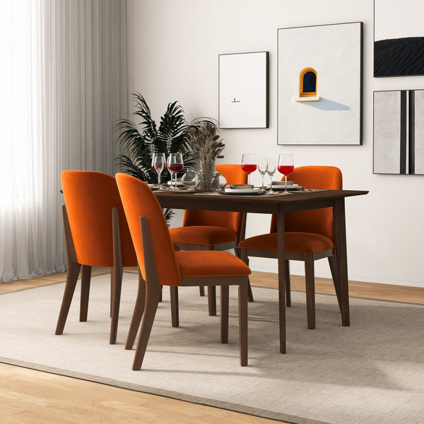 English Elm Ashcroft Furniture - New Kaitlyn Burnt Orange Velvet Dining Chairs Set of 2 – Mid-Century Solid Wood Legs, Cozy Durable Seats, Stylish Kitchen Dining Accent (33") B183P231980