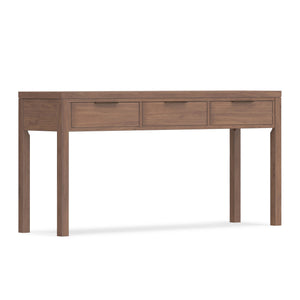 English Elm Hollander Wide Console Table with Three Smooth-Gliding Drawers, Solid Pine, Low-VOC Finish, 60" Brown B136P364305