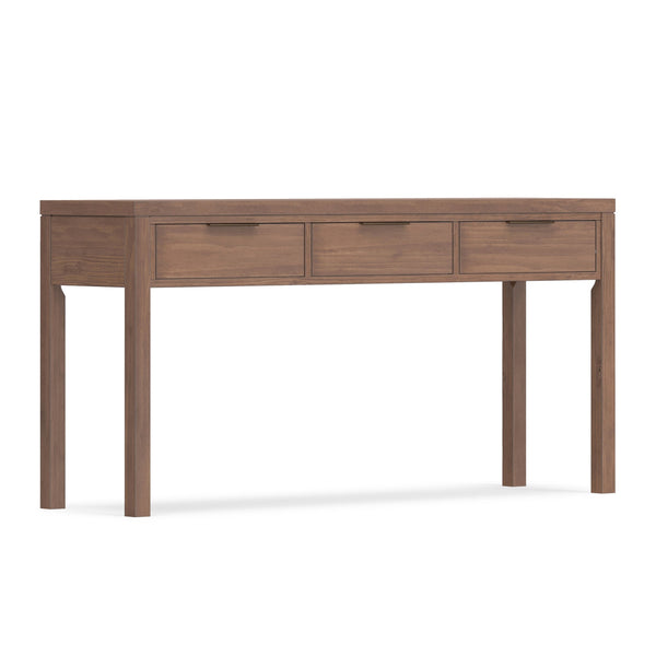 English Elm Hollander Wide Console Table with Three Smooth-Gliding Drawers, Solid Pine, Low-VOC Finish, 60" Brown B136P364305