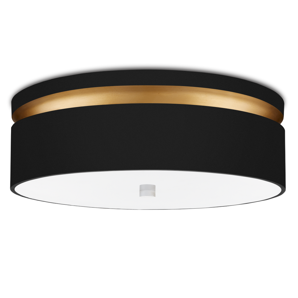 Serenity Black Flush Mount Light Fixture - Modern Design with Satin Black & Gold, Dimmable LED