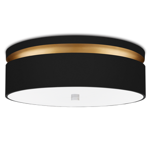 Serenity Black Flush Mount Light Fixture - Modern Design with Satin Black & Gold, Dimmable LED