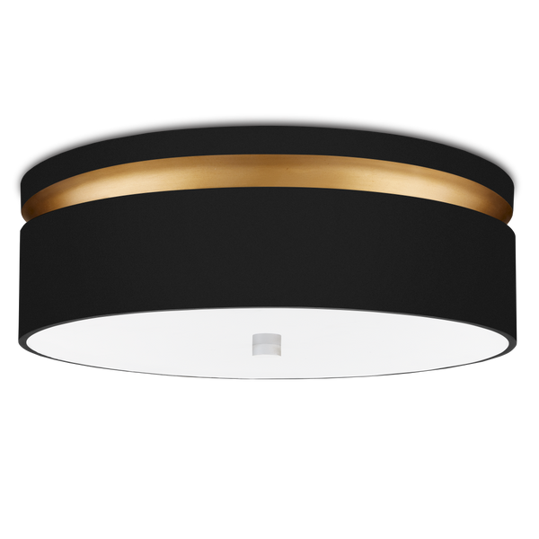 Serenity Black Flush Mount Light Fixture - Modern Design with Satin Black & Gold, Dimmable LED