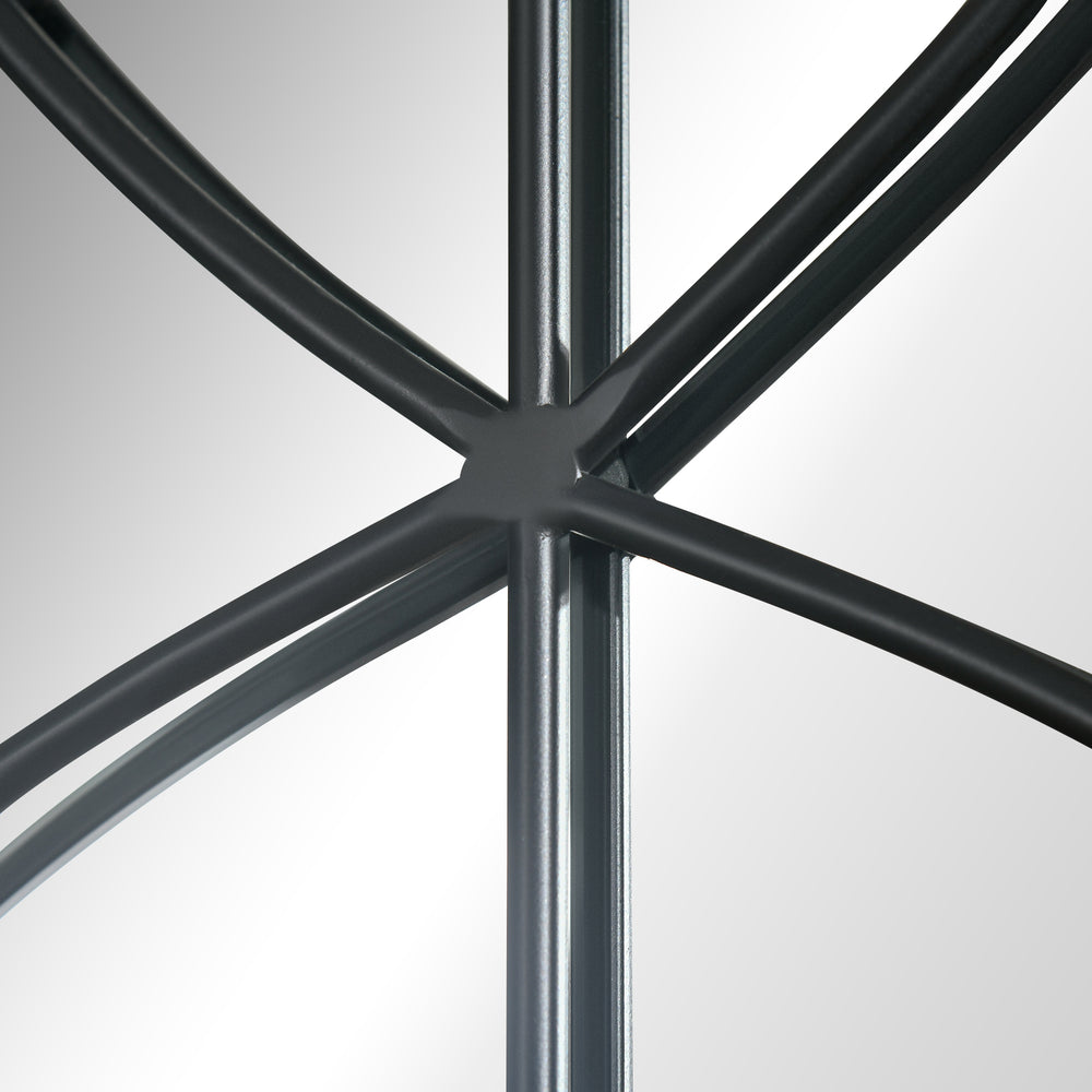 English Elm HOMCOM Rustic Arch Window Wall Mirror 36.5"x23.5" Distressed Wood Grain Frame, Trellis Design, Brightens Room W2225P229130