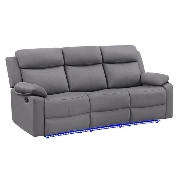 English Elm Blanche Manual Reclining Sofa with Led Accent Lighting for Modern Media Rooms Grey B201P412064