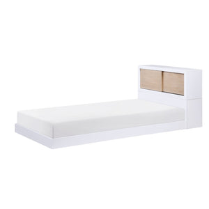 English Elm White Twin Bed With Sliding-Door Bookcase Headboard - Stylish Mid-Century Modern Youth Furniture B011S01618-GIGA