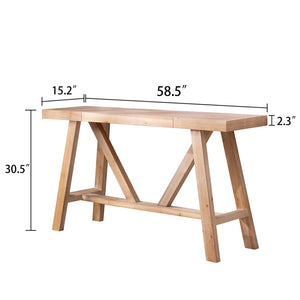 English Elm Farmhouse A-frame Console Table Engineered Wood Entryway Accent with Open Base W2729P414723