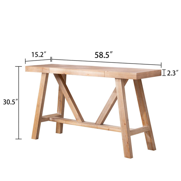 English Elm Farmhouse A-frame Console Table Engineered Wood Entryway Accent with Open Base W2729P414723