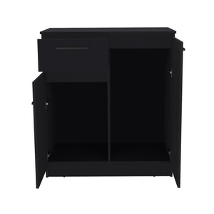 English Elm Dresser with Spacious 3-Drawer and Single-Door Cabinet, Engineered Wood, Sleek Modern Storage Design Black 40 L x 24 W x 3 H B097S00098