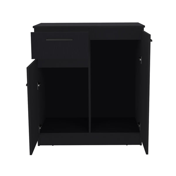 English Elm Dresser with Spacious 3-Drawer and Single-Door Cabinet, Engineered Wood, Sleek Modern Storage Design Black 40 L x 24 W x 3 H B097S00098