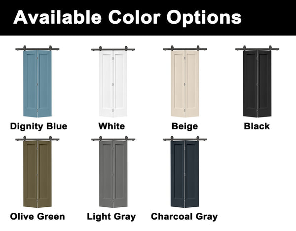 English Elm 24 in Primed Mdf Bi-fold Barn Door with Raised 6-panel Profile and Sliding Hardware B2763P491023