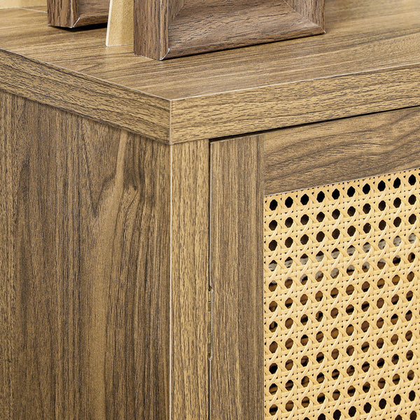 English Elm HOMCOM Rattan Door Sideboard Buffet Cabinet with Adjustable Shelves, Anti-Tip Brown Storage Accent W2225P173881