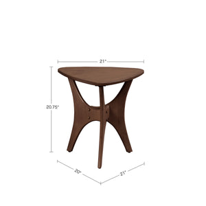 JLA Home INK+IVY - Triangle Pecan Wood Side Table with Mid-Century Triangular Top & Geometric Angled Base, Compact Contemporary Accent FPF17-0296