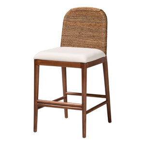English Elm Modern Seagrass Woven Acacia Wood Counter Stool with Padded Seat for Kitchen Islands B2750P467713