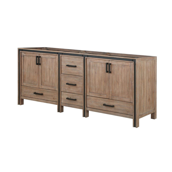 English Elm Rustic Barnwood Double Bath Vanity 84in W x 22in D – Solid Wood, Soft-Close Drawers, Full Storage Cabinetry B2731P260759