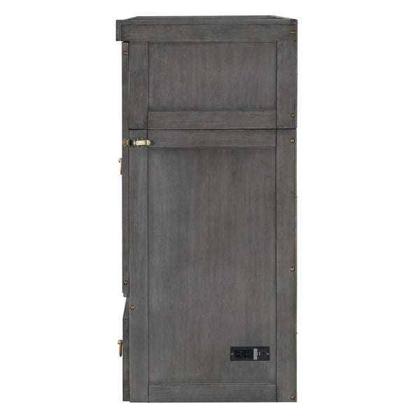 English Elm Queen Murphy Wall Bed with Pull Out Storage Drawer and Built in Usb Charging Gray LP000428AAE