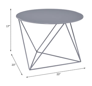 English Elm Epidia Modern Gray Metal Accent Table – Lightweight Round Top, Triangle Legs, Versatile Display Utility B2726P243243