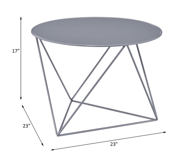 English Elm Epidia Modern Gray Metal Accent Table – Lightweight Round Top, Triangle Legs, Versatile Display Utility B2726P243243