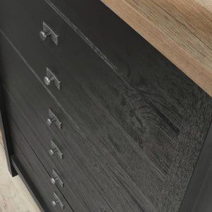 English Elm 4-Drawer Chest – Sleek Black Finish, Durable Engineered Wood, Contemporary Farmhouse Style, Easy Assembly B356P402626