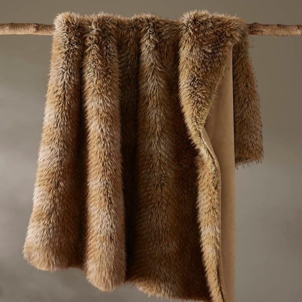 English Elm 1-piece Oversized Faux Fur Throw Bobcat Print Plush Velvet Backed Cozy Sofa Blanket Brown B035P408338