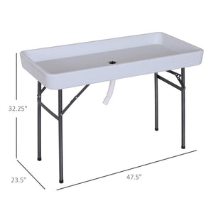 English Elm Outsunny 4Ft Portable Folding Cleaning Table With Sink - Ideal For Fish Filleting, Camping, & Picnics W2225P200827-GIGA