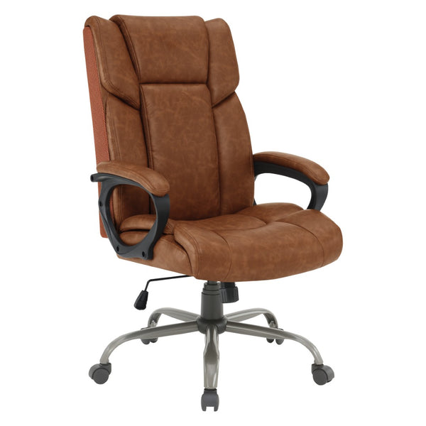 OSP Home Furnishings Execuative High Back Faux Leather Office Chair with Lumbar Support and Pneumatic Lift High-Back Saddle FL14570-U41