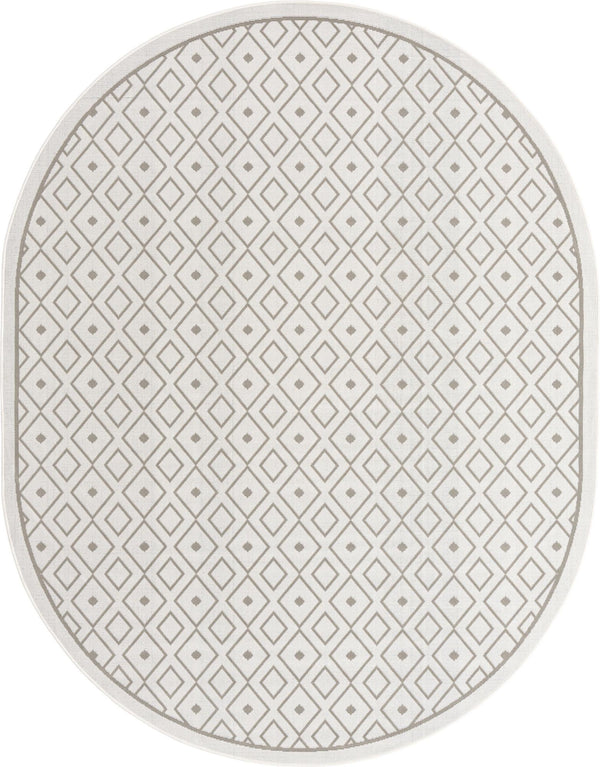 Unique Loom Outdoor Trellis Kafes Machine Made Geometric Rug Ivory, Gray 7' 10" x 10' 0"