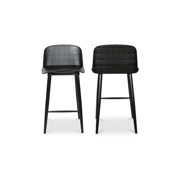 English Elm Looey Modern Counter Stools Steel Frame Low Back Indoor Outdoor Set of Two B2769P498423