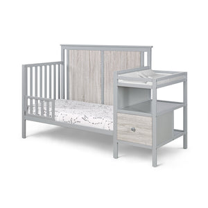 English Elm Connelly 4-in-1 Crib and Changer Combo with Attached Changing Table, Adjustable Heights & Storage Grey B022P204835
