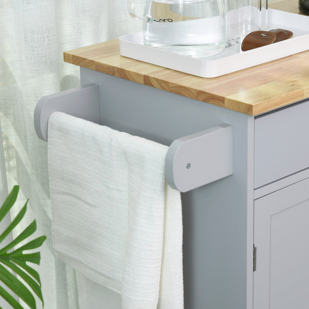 English Elm Homcom Versatile Rolling Kitchen Island Cart With Drawer, Storage, Towel Rack, Gray Finish & Mobility W2225P217943