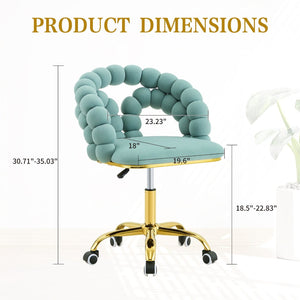 English Elm Modern Velvet Bubble Back Swivel Chair Glam Upholstered Seat for Vanity or Desk Gold,Teal W3875P442947