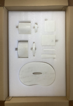 English Elm White Natural Marble Bathroom Accessories Set – Timeless Elegance For Your Countertop Décor & Organization W1696P262941-GIGA