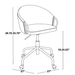 English Elm Task Chair with Black Velvet Seat and Glam Metal Base for Home Office Gold,Silver B202P474177