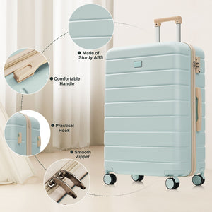 English Elm Premium Abs Hardshell 3 Piece Suitcase Set with Tsa Locks and Spinner Wheels Green N726P296022E