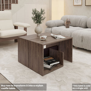 English Elm Fm Furniture Vega Side Table – Versatile Melamine Nightstand With Open Storage, Dark Walnut Finish B128P293874